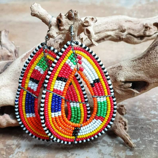 African handmade maasai beaded earrings, traditional Earrings