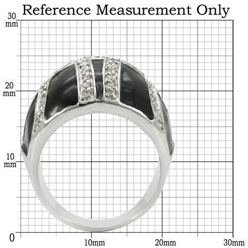 0W355 - Rhodium Brass Ring with AAA Grade CZ  in Clear