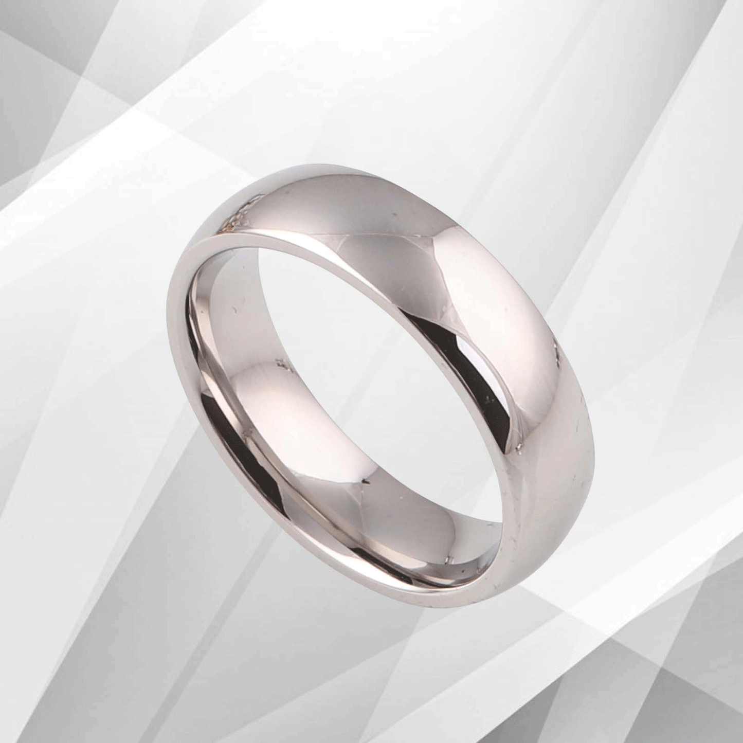 6mm Men’s Wedding Anniversary Titanium Band Ring Sparkling 18Ct White