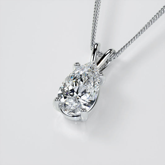 AGI Certified 2.00 CTW Pear Cut Lab-Grown Diamond (F/VS) Pendant in