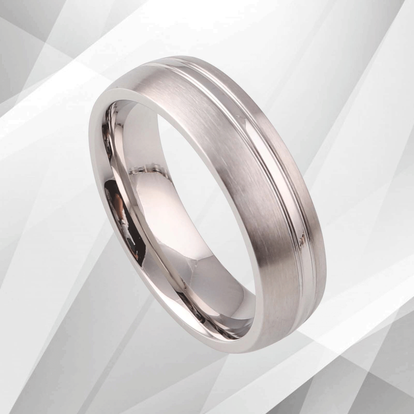 6mm Men’s Wedding Engagement Anniversary Titanium Band Ring 18Ct White