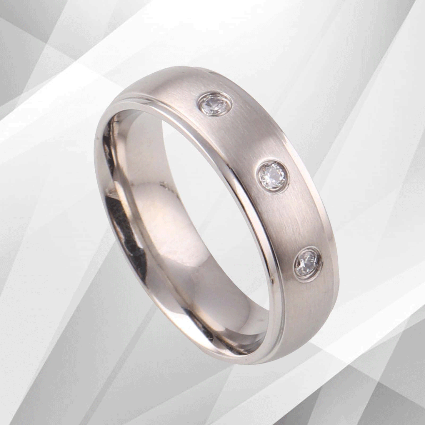 Three 0.35Ct C Z Diamonds Titanium Ring