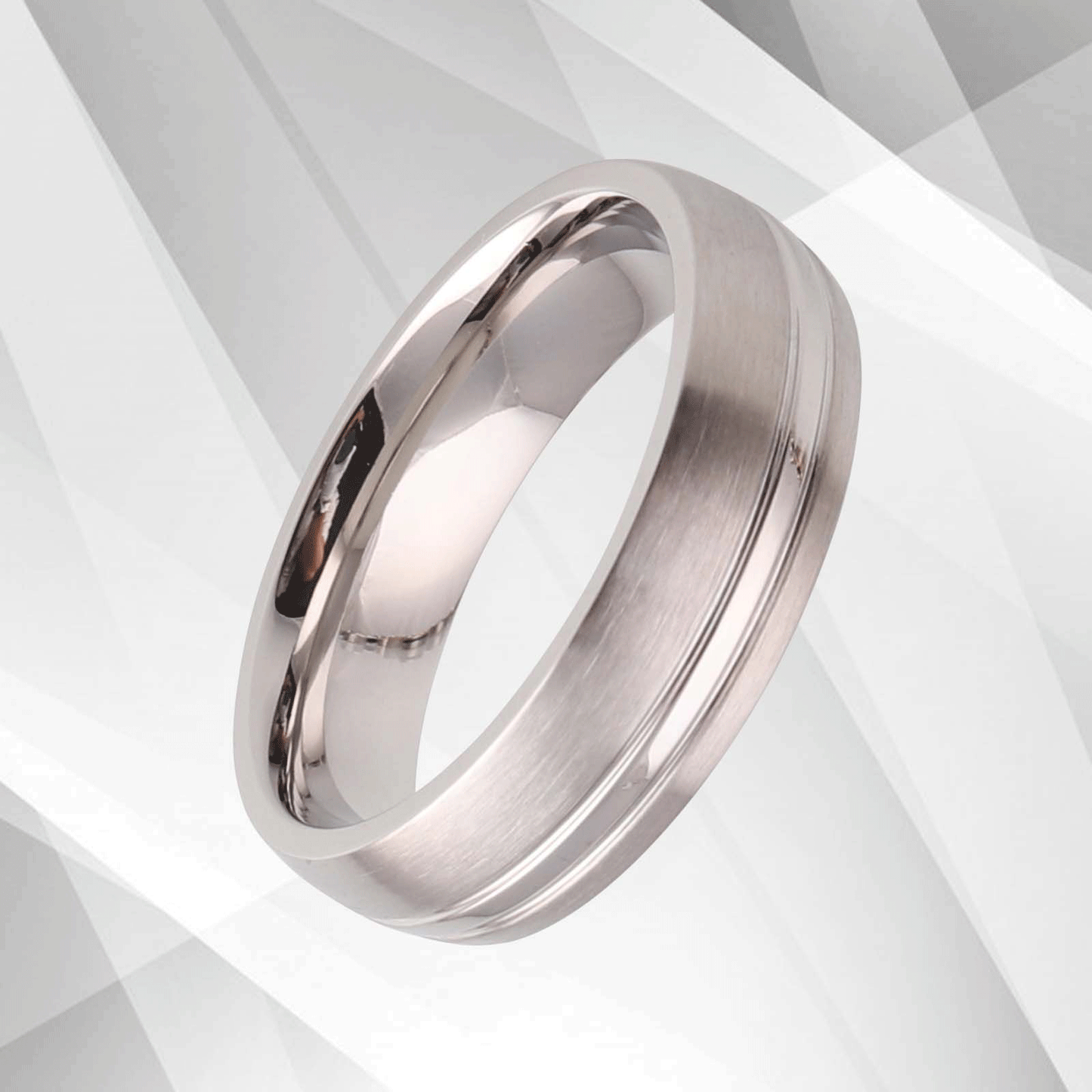 6mm Men’s Wedding Engagement Anniversary Titanium Band Ring 18Ct White