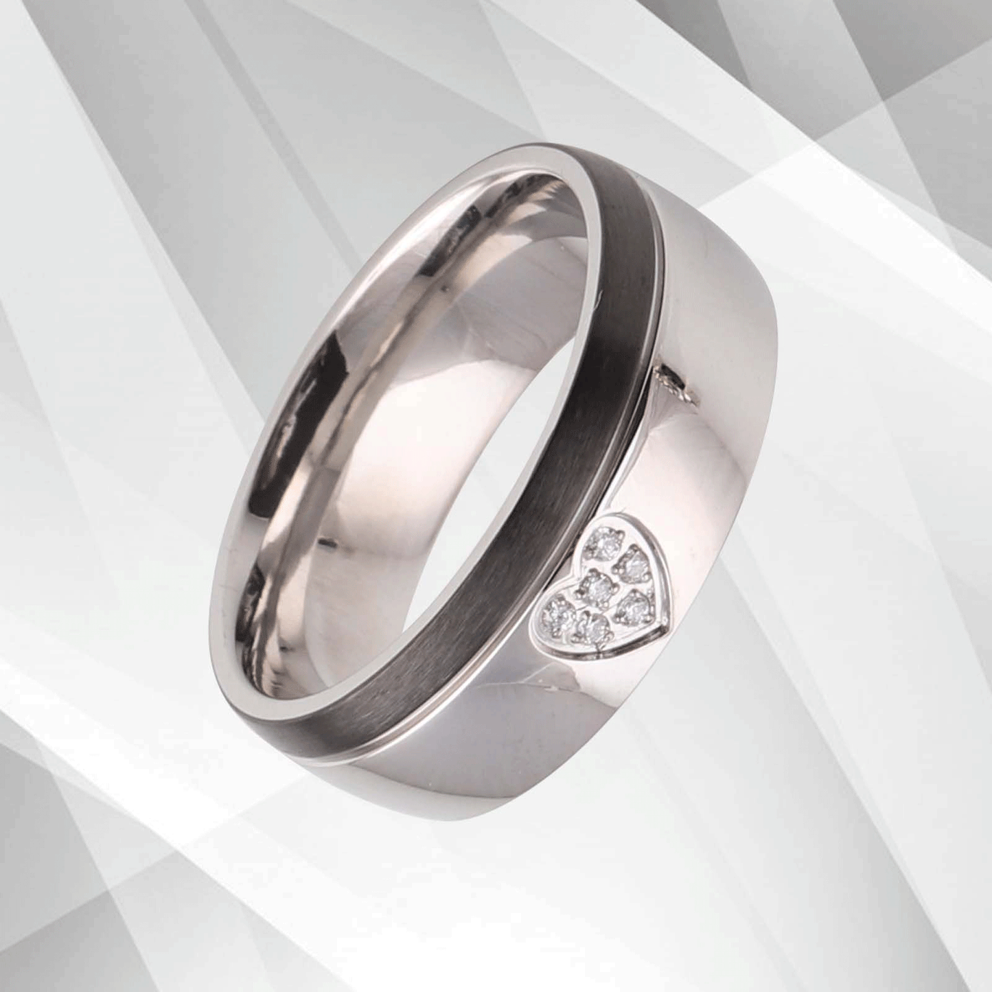 Six 0.35Ct C Z Diamonds Light Titanium Ring