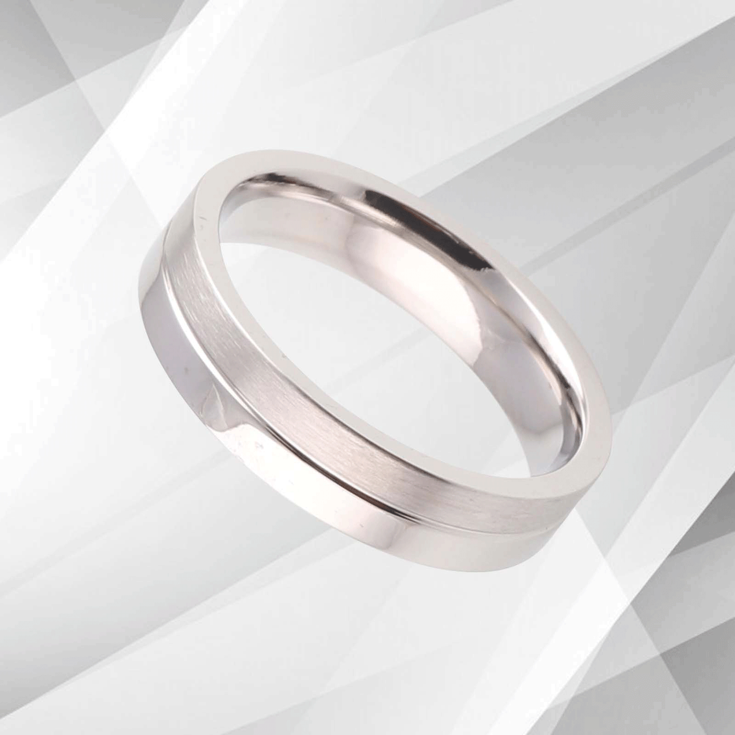 Sleek Mens Flat Shape Titanium Band Ring