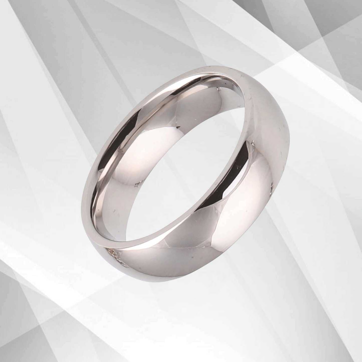 6mm Men’s Wedding Anniversary Titanium Band Ring Sparkling 18Ct White