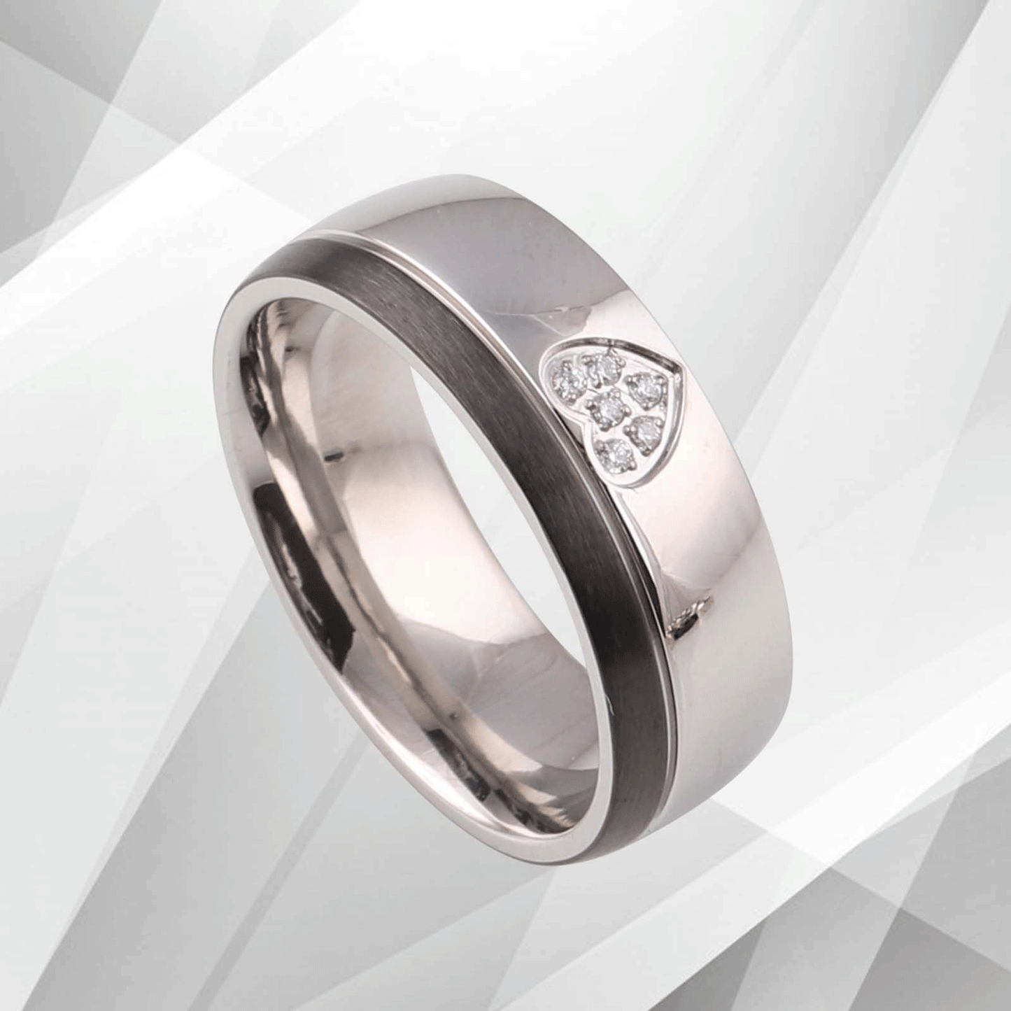 Six 0.35Ct C Z Diamonds Light Titanium Ring