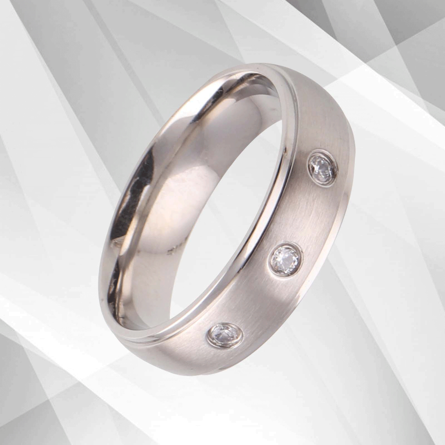 Three 0.35Ct C Z Diamonds Titanium Ring