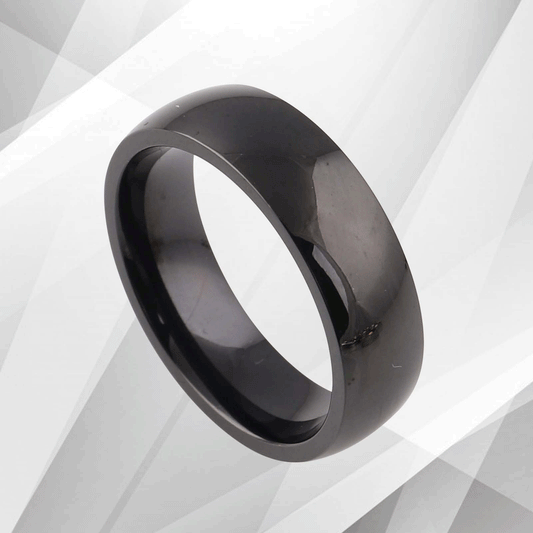 6mm Men’s Sparkling Anniversary Black Titanium Wedding Band Ring