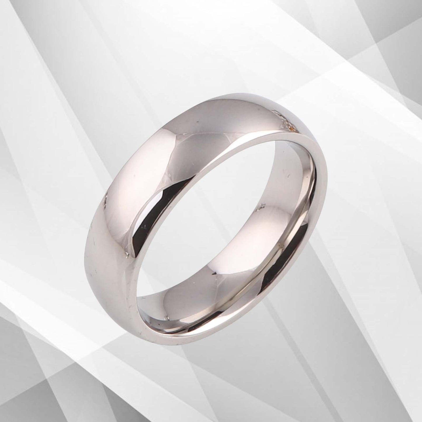 6mm Men’s Wedding Anniversary Titanium Band Ring Sparkling 18Ct White