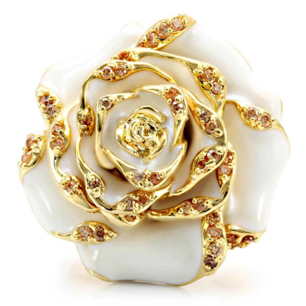 Rosette Ring with AAA Grade CZ  in Champagne