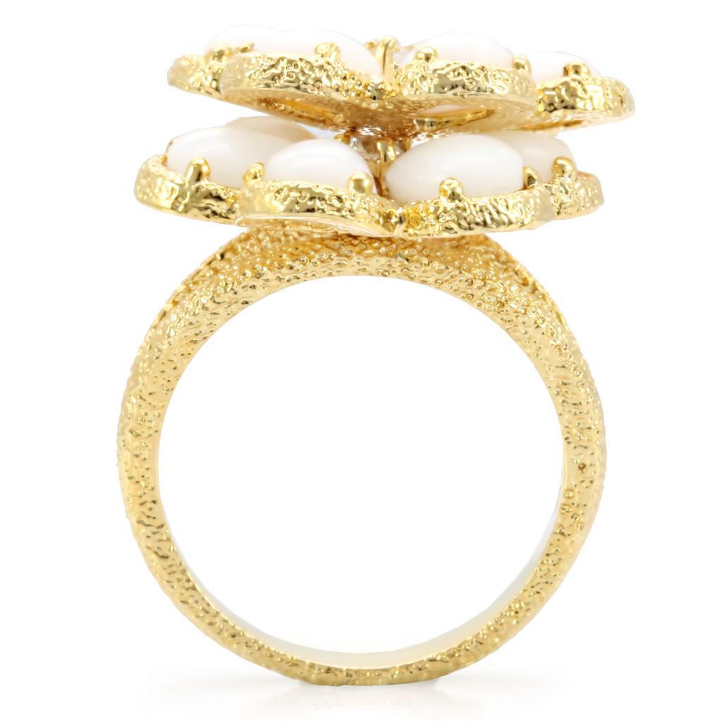 Gold over Brass Ring Glass in White