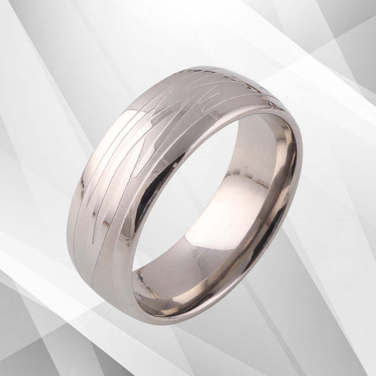 8mm Mens Titanium Wedding Anniversary Band Ring D Shaped 18Ct White