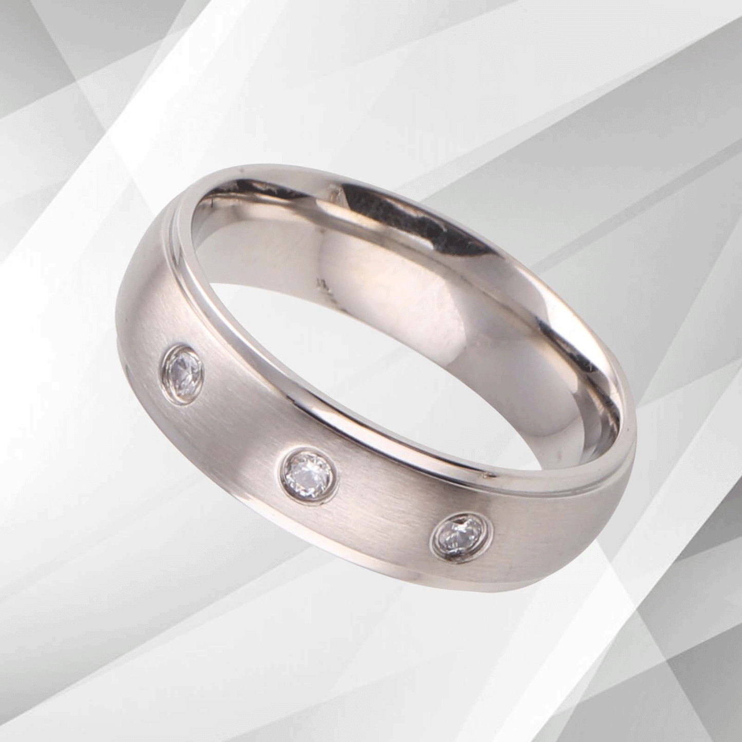 Three 0.35Ct C Z Diamonds Titanium Ring