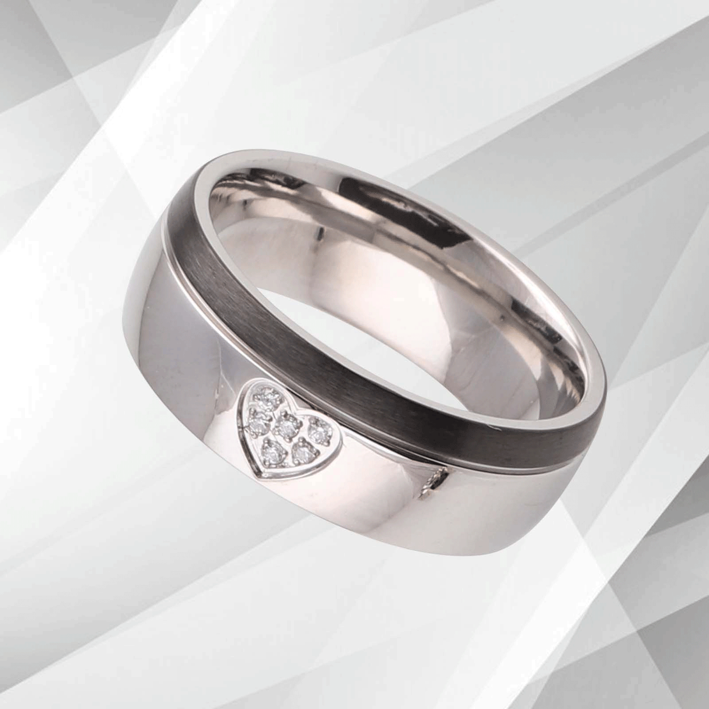 Six 0.35Ct C Z Diamonds Light Titanium Ring