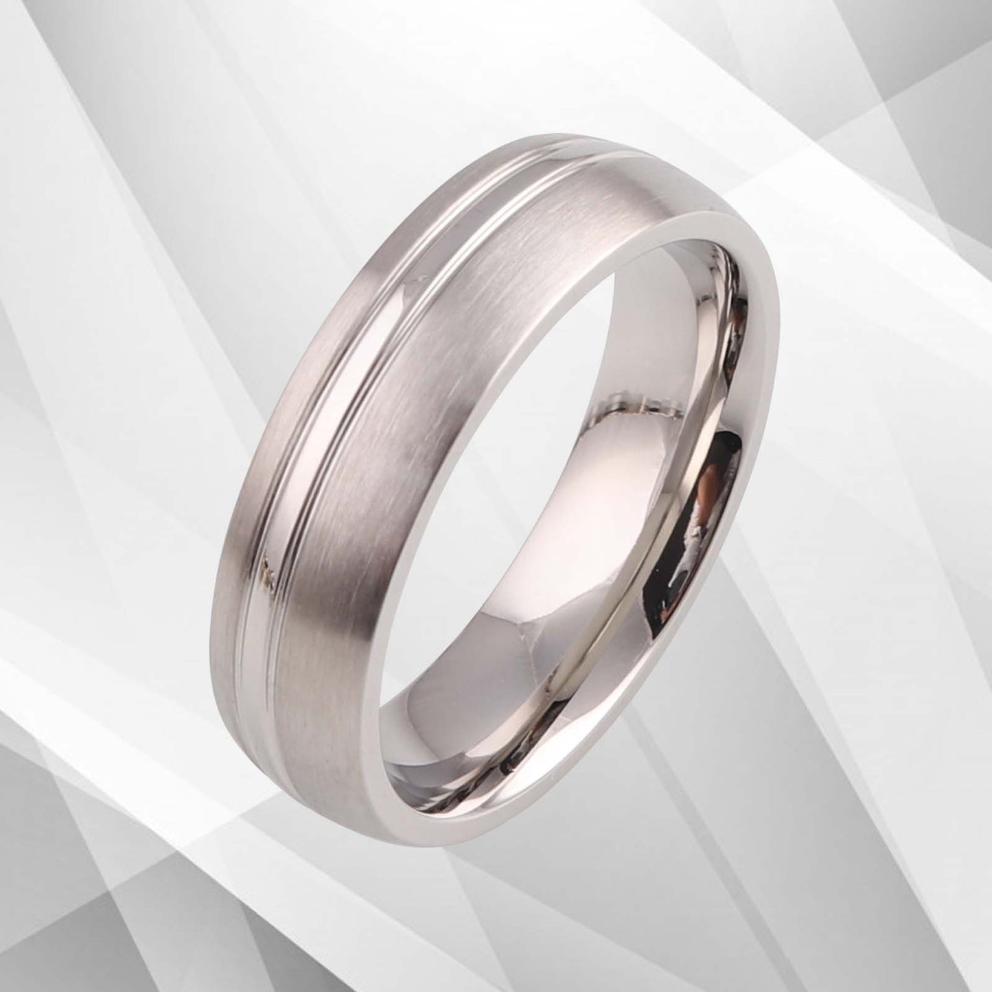 6mm Men’s Wedding Engagement Anniversary Titanium Band Ring 18Ct White