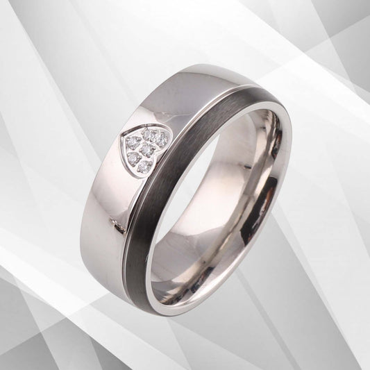 Six 0.35Ct C Z Diamonds Light Titanium Ring