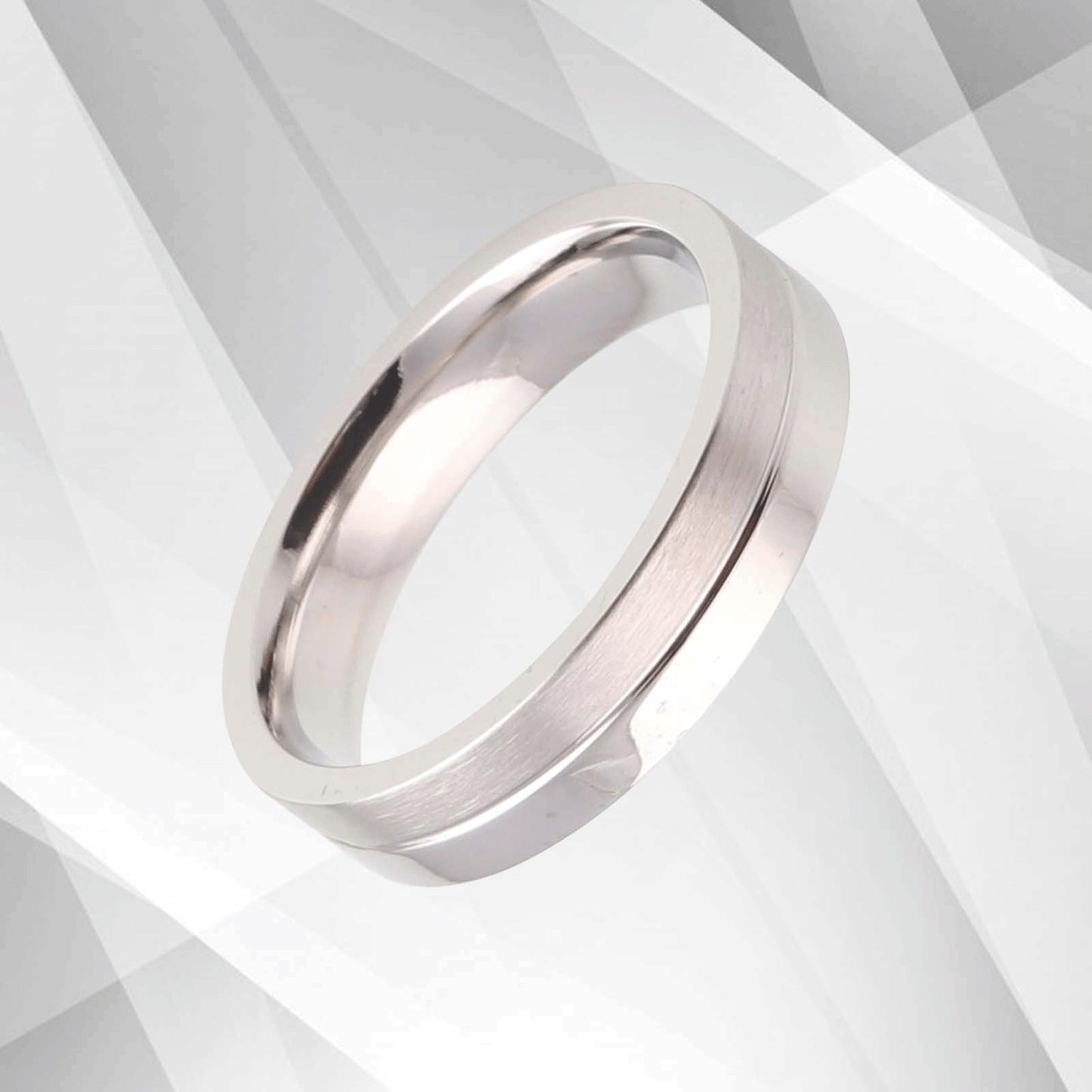 Sleek Mens Flat Shape Titanium Band Ring