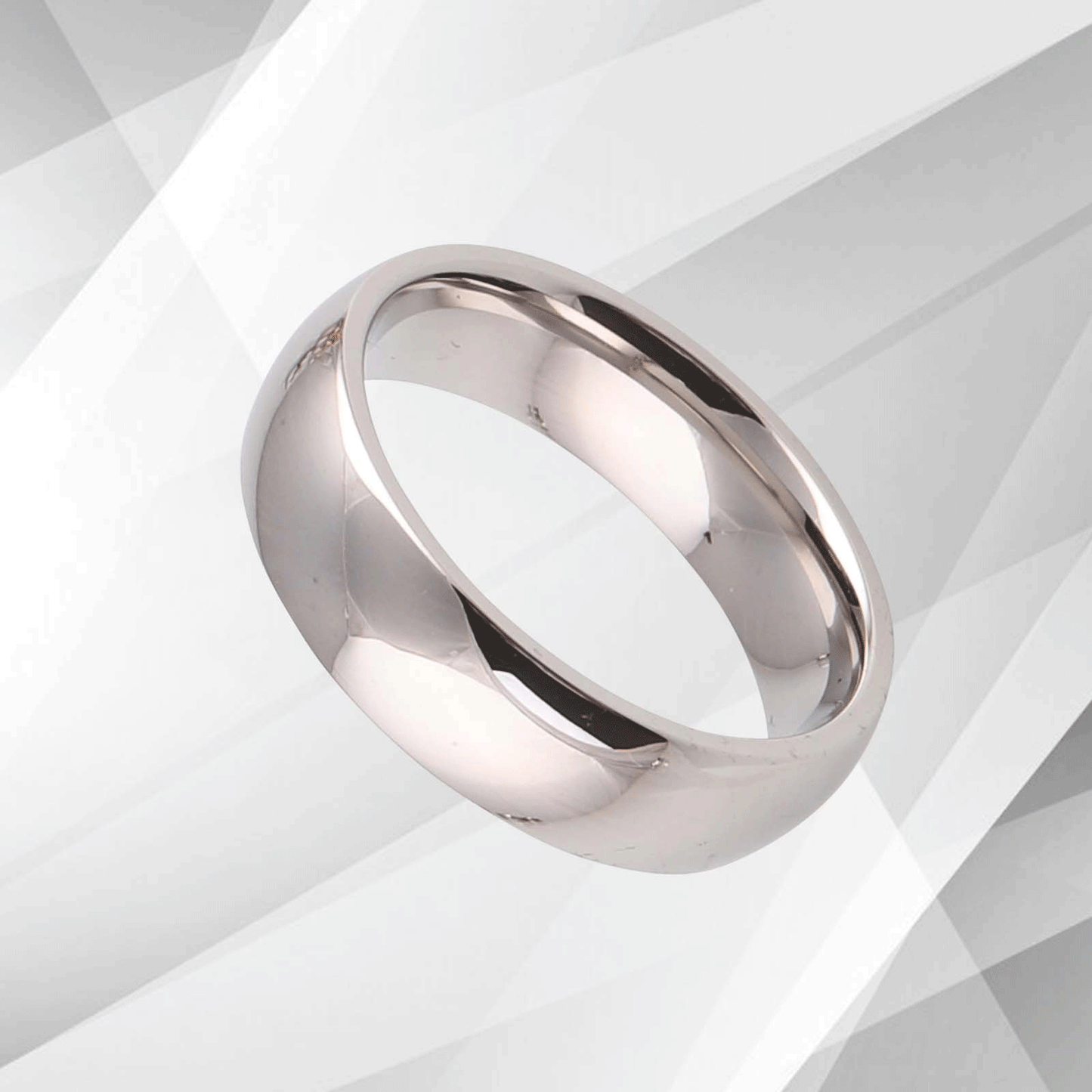 6mm Men’s Wedding Anniversary Titanium Band Ring Sparkling 18Ct White