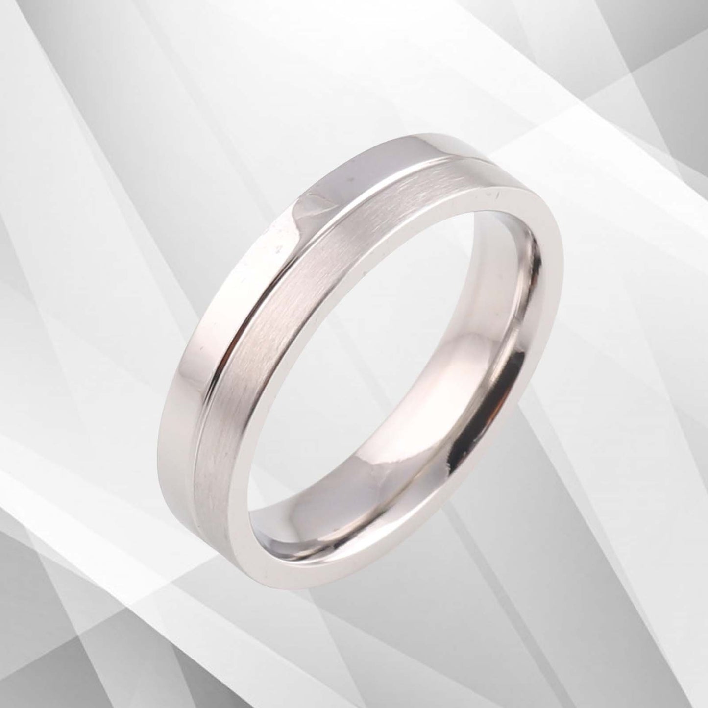 Sleek Mens Flat Shape Titanium Band Ring