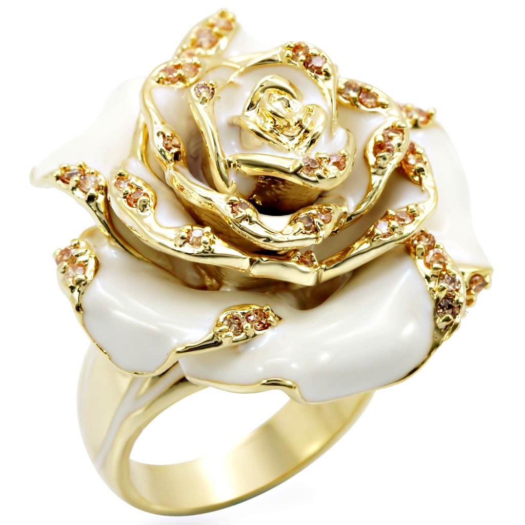 Rosette Ring with AAA Grade CZ  in Champagne