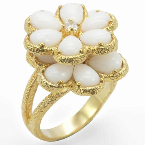 Gold over Brass Ring Glass in White