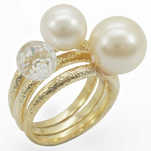 Ring with Synthetic Pearl in Citrine Yellow