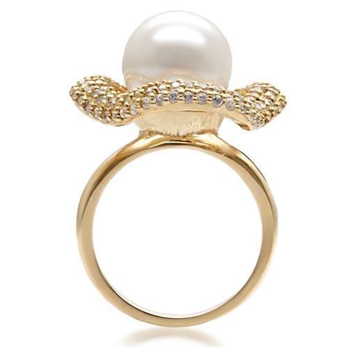 Ring with Synthetic Pearl- Gold over Brass Fashion ring