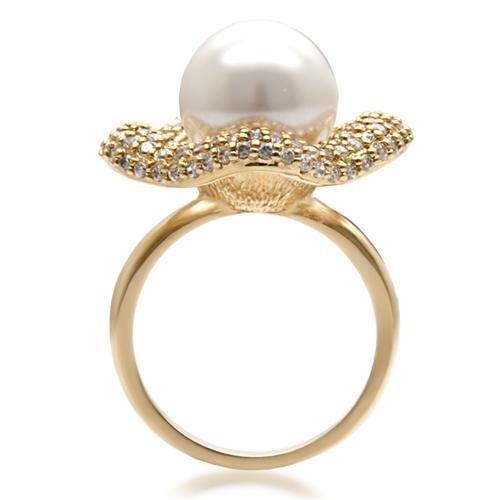 Ring with Synthetic Pearl- Gold over Brass Fashion ring