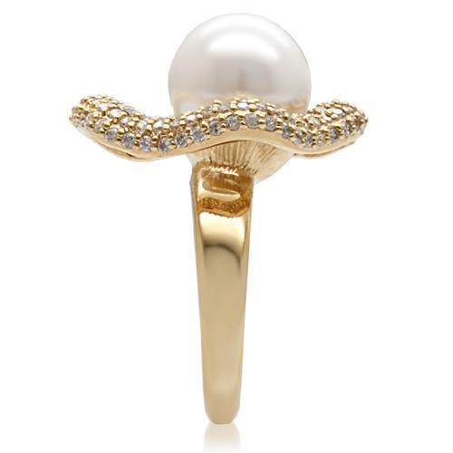 Ring with Synthetic Pearl- Gold over Brass Fashion ring