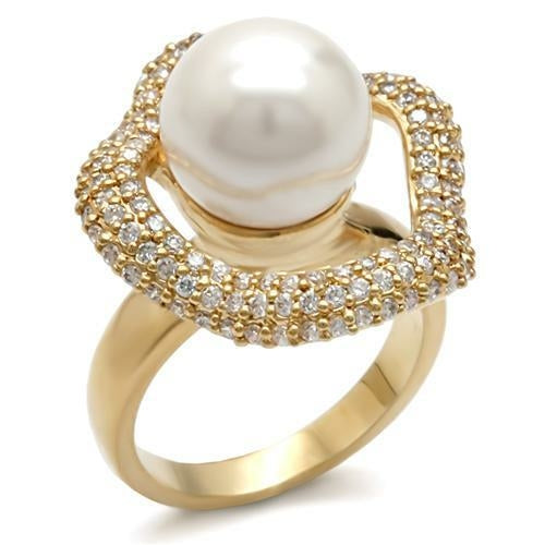 Ring with Synthetic Pearl- Gold over Brass Fashion ring