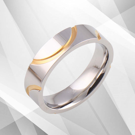 Men’s 6mm Flat Titanium 18Ct White And Yellow Gold Over Ring