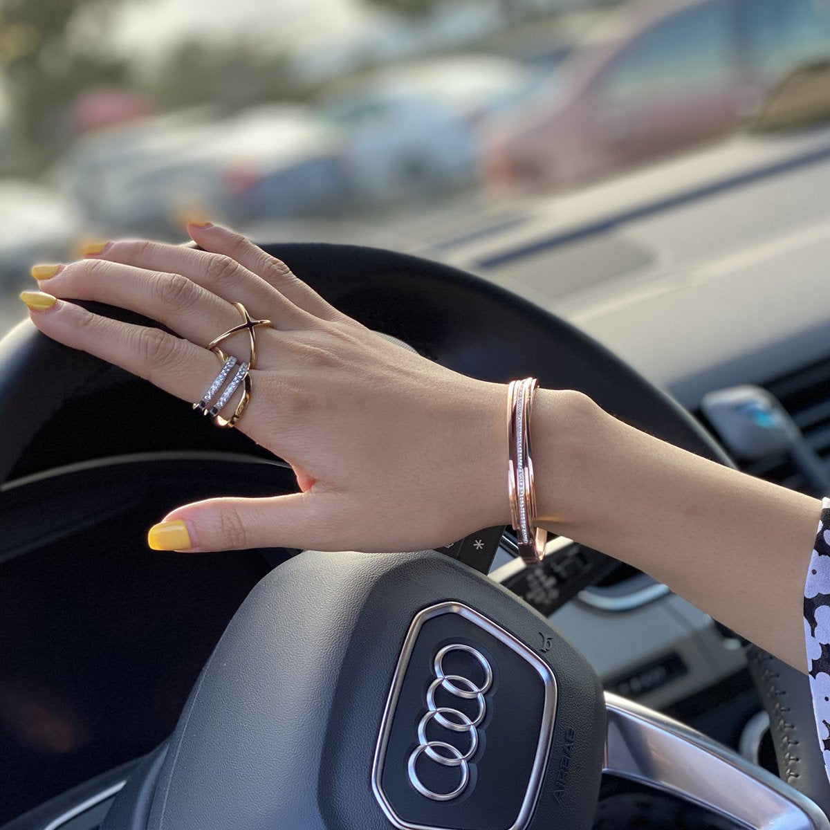 Rose Gold Skinny Crisscross Band Ring