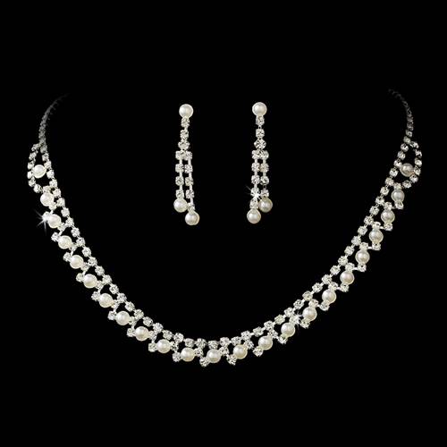 Bridal Crystal Rhinestone Pearl Jewelry Set