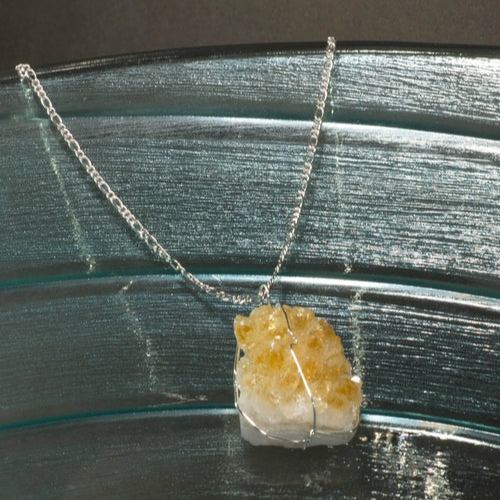 Druse Crystal Pendant on Silver Chain