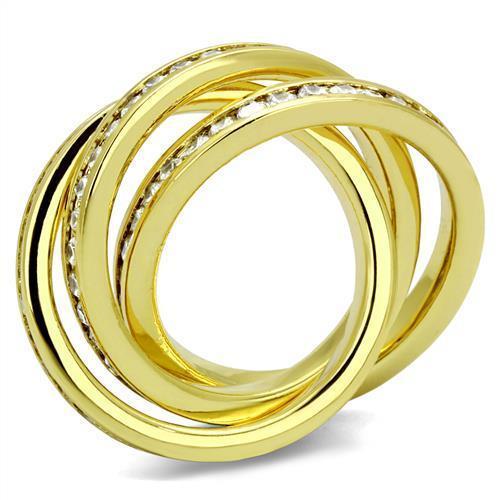 3W1330 - Gold Brass Ring with AAA Grade CZ  in Clear