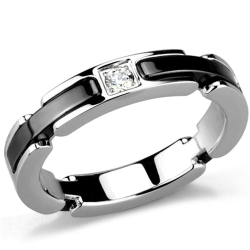 3W962 - High polished (no plating) Stainless Steel Ring with Ceramic