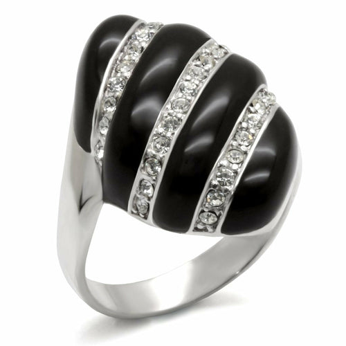 40314 - High-Polished 925 Sterling Silver Ring with Top Grade Crystal