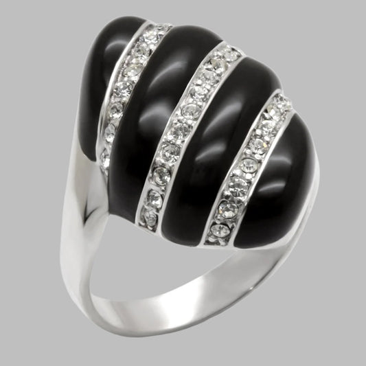 40314 - High-Polished 925 Sterling Silver Ring with Top Grade Crystal