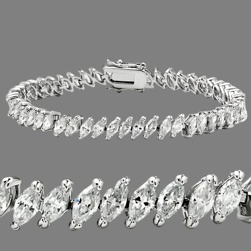 47106 - Rhodium Brass Bracelet with AAA Grade CZ  in Clear