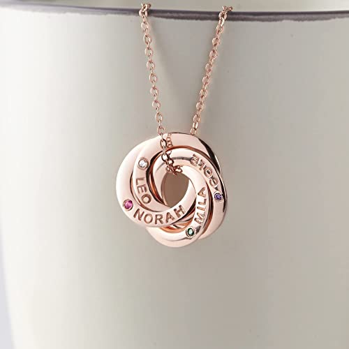 Mom Necklace With Kids Names Birthstones