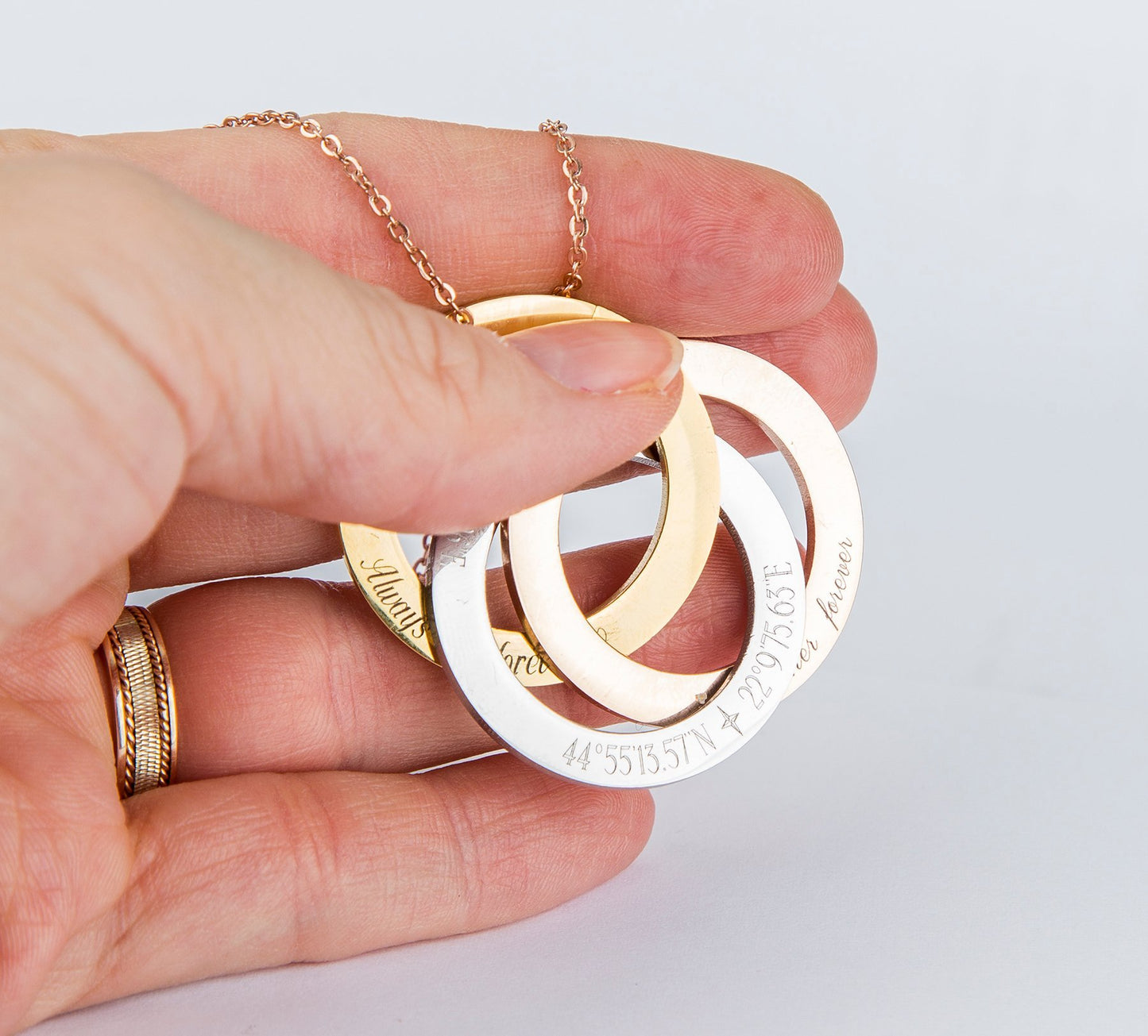 Personalized Russian Rings Eternity Necklace