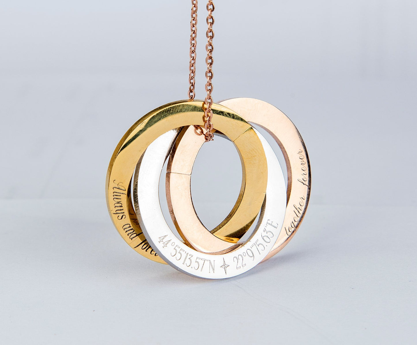 Personalized Russian Rings Eternity Necklace