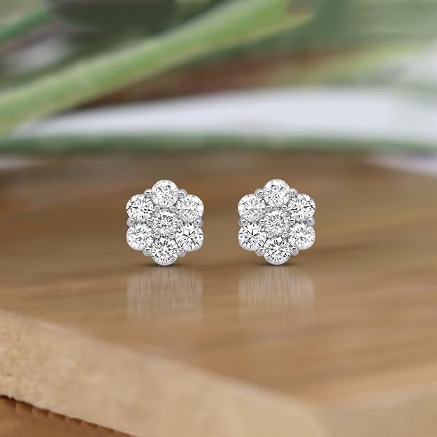 AGI Certified 2.00ctw Lab Diamond Floral Cluster Stud Earrings in 14kt