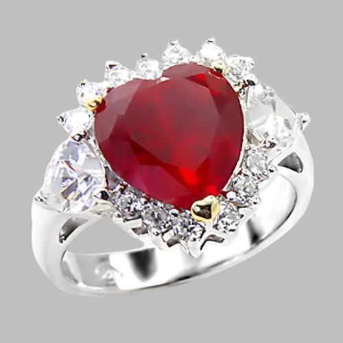 6X062 - High-Polished 925 Sterling Silver Ring with Synthetic Garnet