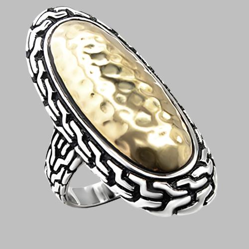 6X085 - Reverse Two-Tone Brass Ring with No Stone