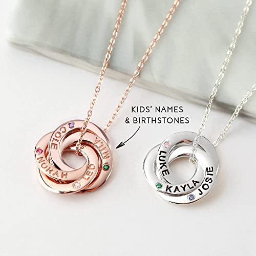 Mom Necklace With Kids Names Birthstones