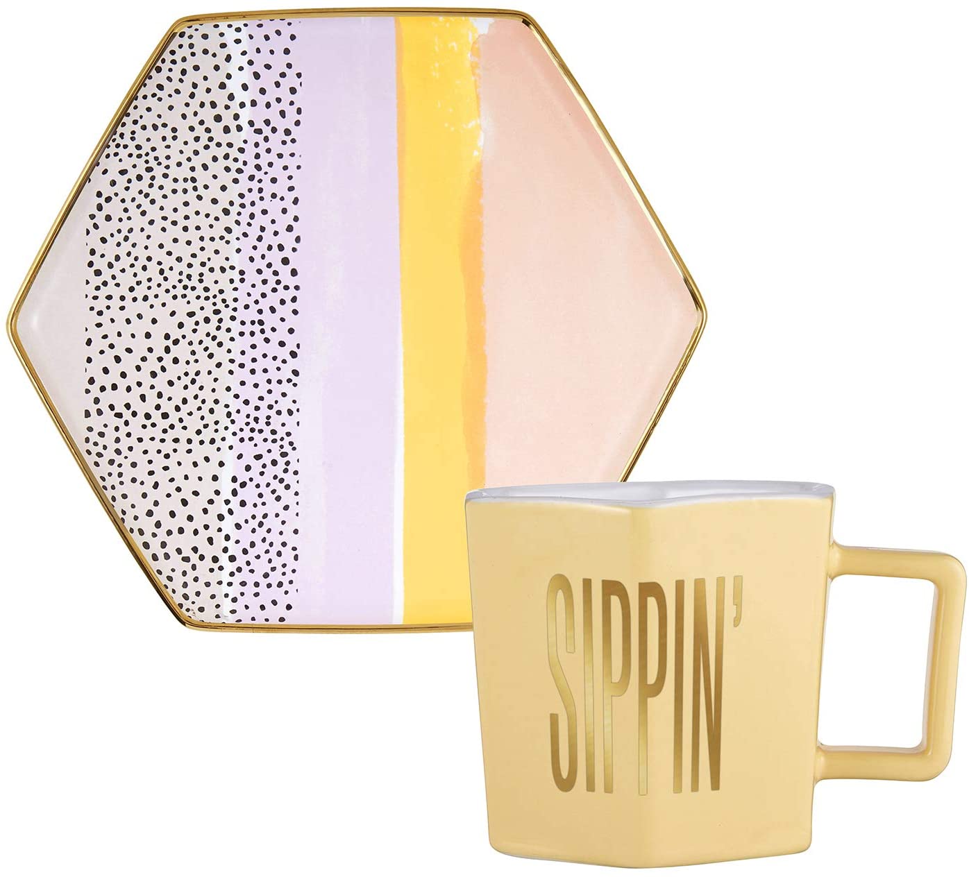 Sippin' Hexagon Mug and Saucer Set