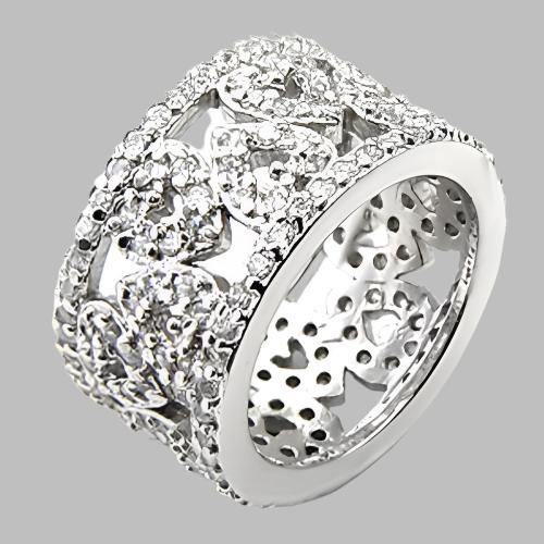 7X199 - Rhodium 925 Sterling Silver Ring with AAA Grade CZ  in Clear