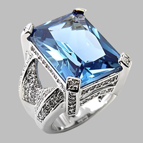 7X315 - Rhodium 925 Sterling Silver Ring with AAA Grade CZ Spinel in L